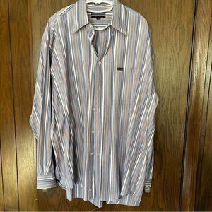 Faconnable Striped Button Relaxed Fit Dress Shirt